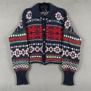 Free People Sweater Womens Medium Fair Isle Button Up Knit Made Italy Boho